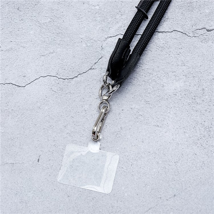 1.2m Universal Cell Phone Lanyard Metal Hook Thicken Neck Rope Crossbody Strap with Transparent Patch - Black - Image 3