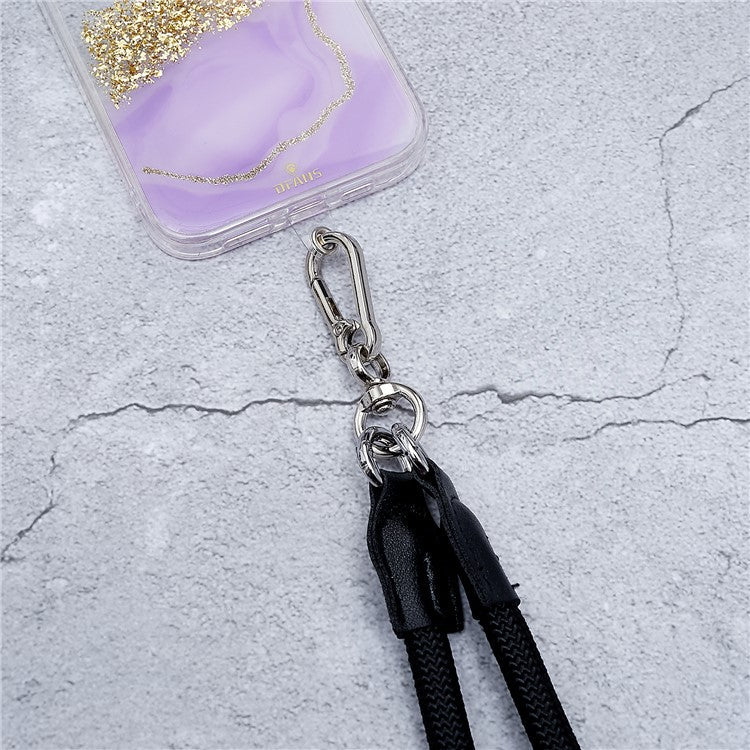 1.2m Universal Cell Phone Lanyard Metal Hook Thicken Neck Rope Crossbody Strap with Transparent Patch - Black - Image 4