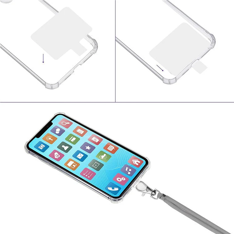 1.5m Universal Crossbody Body Phone Lanyard with Patch Adjustable Shoulder Strap Cellphone Neck Strap - Grey - Image 2