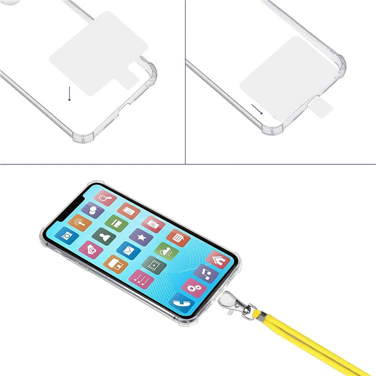 1.5m Universal Crossbody Body Phone Lanyard with Patch Adjustable Shoulder Strap Cellphone Neck Strap - Yellow - Image 2