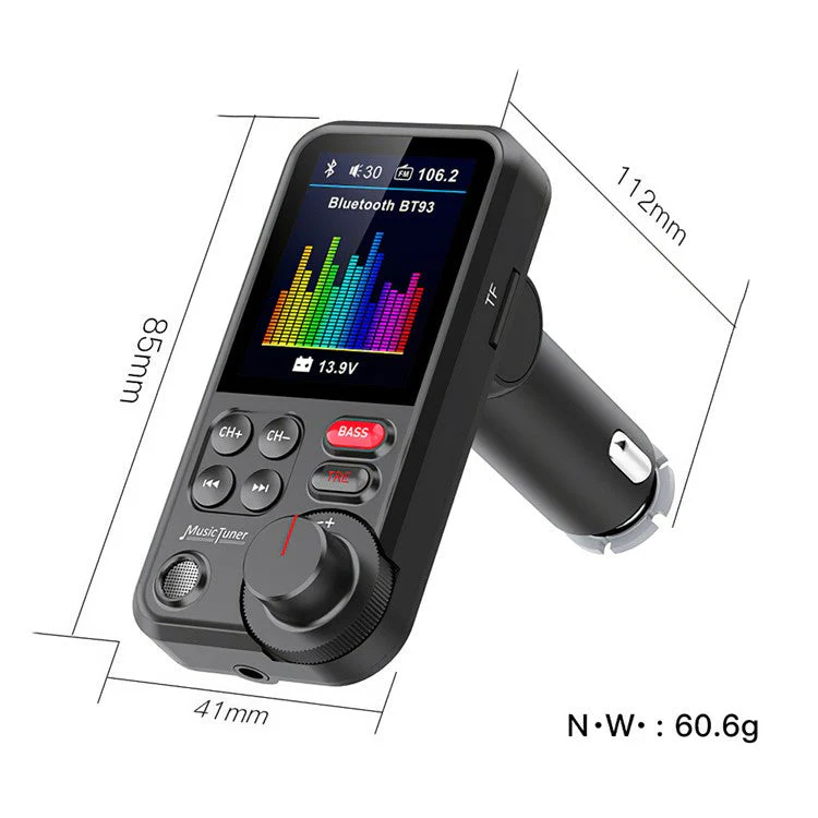 1.8 inch Screen Dual USB QC3.0 Car Charger FM Transmitter Bluetooth MP3 Music Player Phone Fast Charging Adapter - Image 6