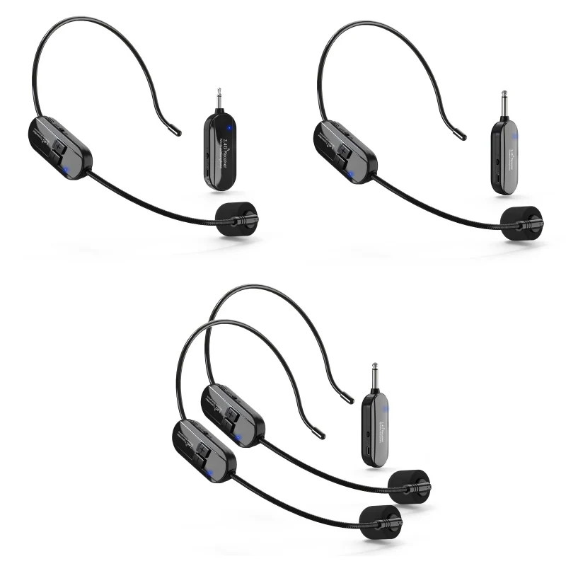 1 for 1 6.35mm Interface Wireless Head-Mounted Condenser Microphone Anti-Howling Loudspeaker - Image 2