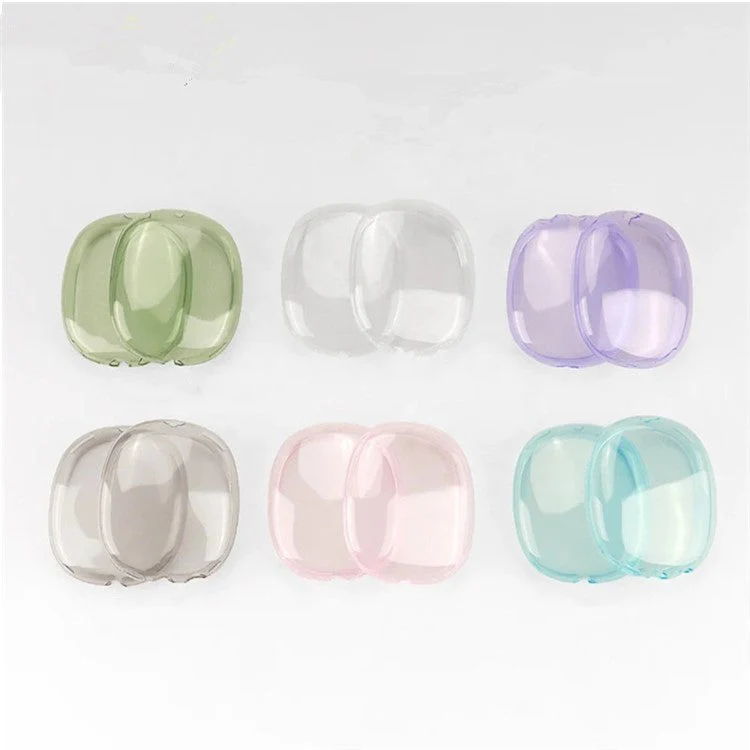1 Pair For AirPods Max 2024 (USB-C) / Max Ear Pad TPU Case Sleeve Clear Design Headphone Earpad Cover - Transparent Black - Image 5