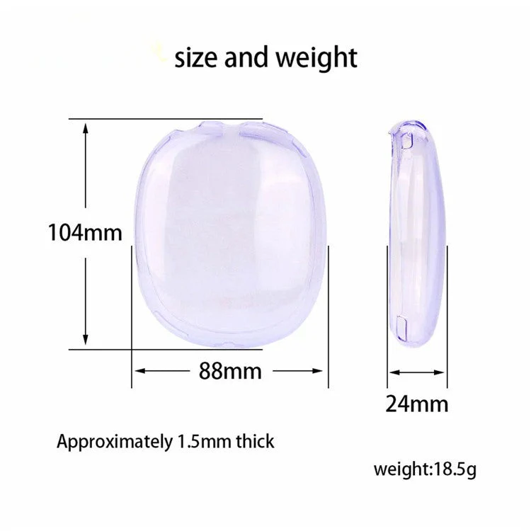 1 Pair For AirPods Max 2024 (USB-C) / Max Ear Pad TPU Case Sleeve Clear Design Headphone Earpad Cover - Transparent Blue - Image 4