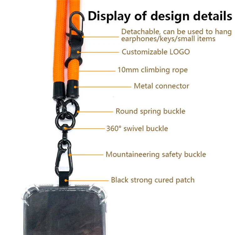 10mm Crossbody Neck Strap Universal Phone Lanyard Polyester Hanging Rope with Tether Tab - Grey Blue - Image 3