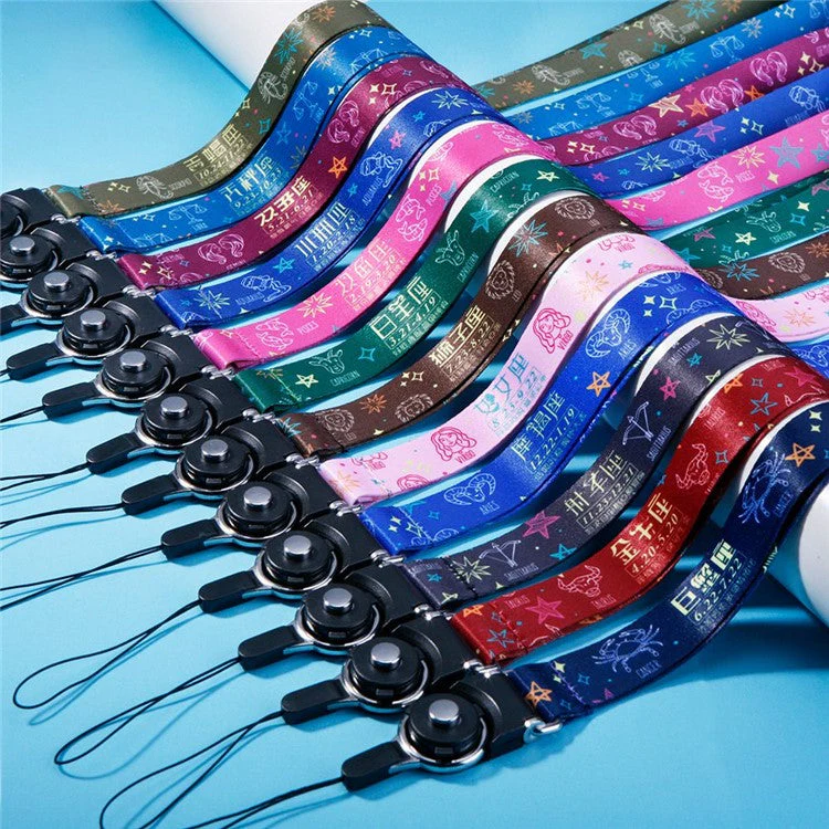 10Pcs / Pack 12 Constellations Cartoon Printed Rotating Buckle Lanyard Detachable Mobile Phone Name Tag Neck Strap - Gemini - Image 7