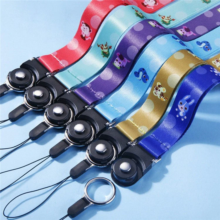 10Pcs / Pack Chinese Zodiac Printed Detachable Finger Ring Rope Rotating Buckle Lanyard Mobile Phone Name Tag Neck Strap - Pig - Image 2