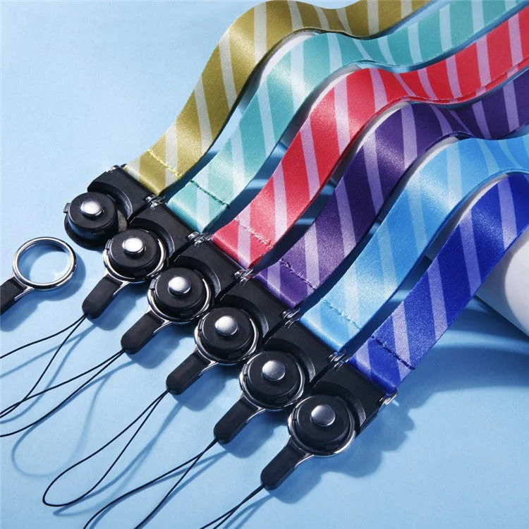 10Pcs / Pack Detachable Finger Ring Lanyard Rotating Buckle Mobile Phone Name Tag Neck Strap - Tie Blue - Image 3
