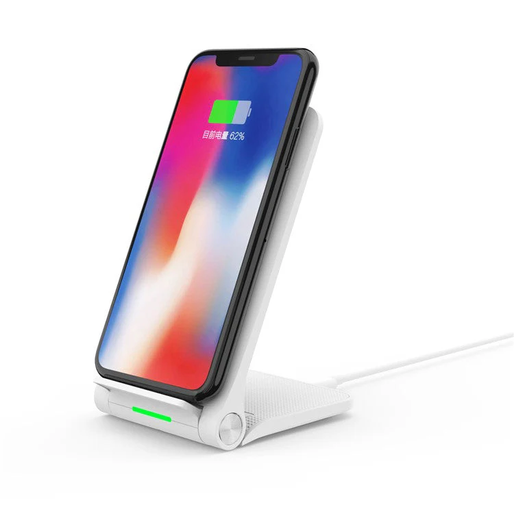 10W 2 Coils Qi Wireless Charger Folding Fast Wireless Charging Stand for iPhone Samsung etc. - White - Image 7