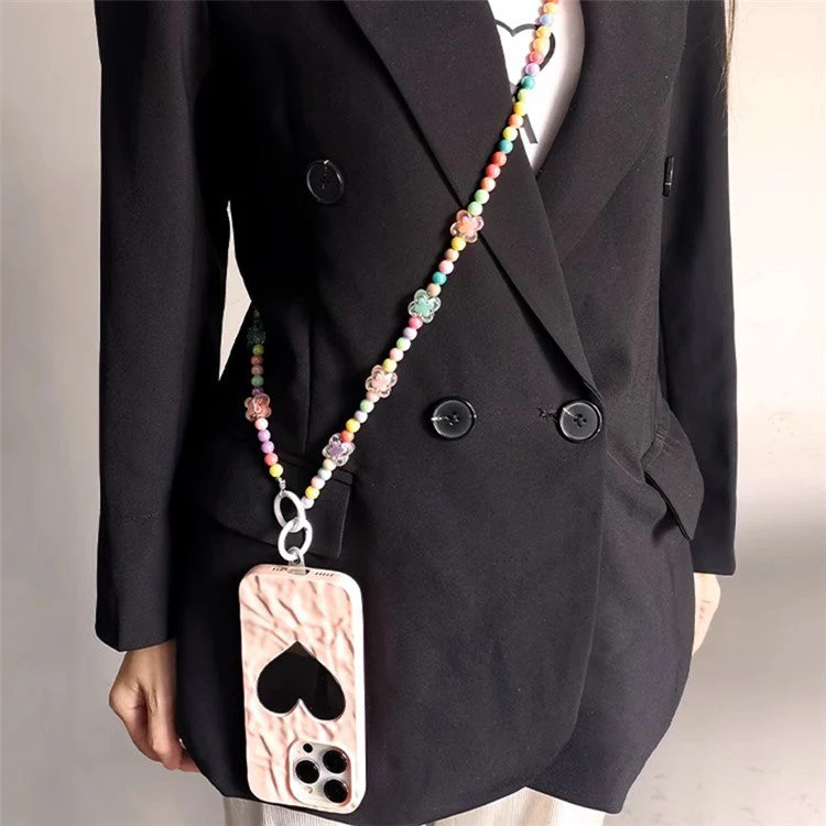 110cm Phone Lanyard 8mm Bead Shoulder Neck Strap for Cell Phones - Style B - Image 3