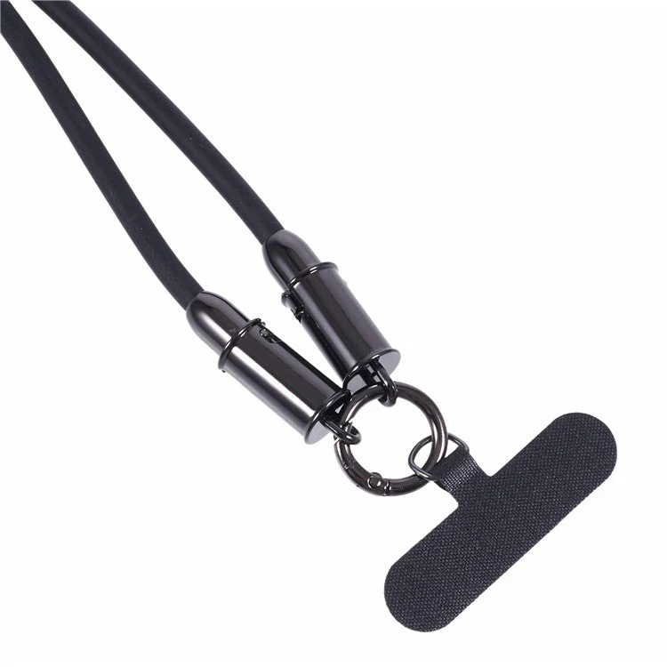 120cm 2 in 1 Silicone Phone Lanyard Crossbody Strap Type-C to Type-C 60W Phone Charging Cable - Black - Image 3