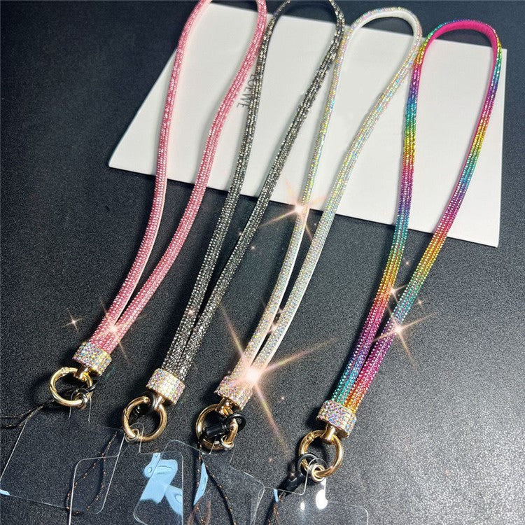 120cm Crossbody Cell Phone Lanyard Strap with Tether Tab Flashing Rhinestone Decor - Style B - Image 3
