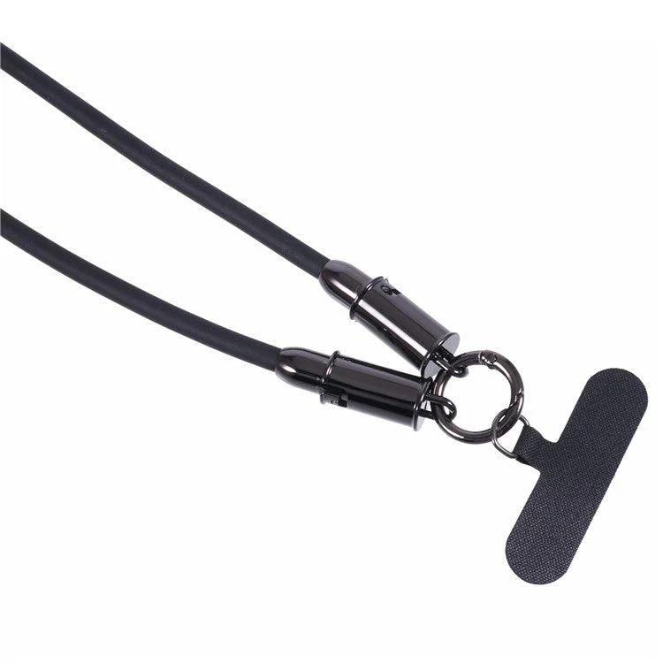 120cm Crossbody Phone Lanyard Silicone Shoulder Strap Type-C to Lightning Charging Cable - Black - Image 3