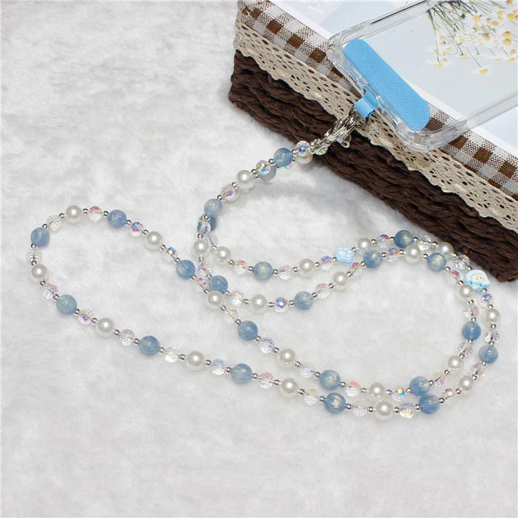 120cm KT Beads Phone Strap Crossbody Chain Phone Lanyard - Blue - Image 2