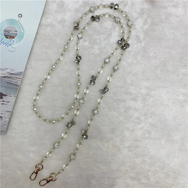 120cm Sparkling Diamond Beads Phone Strap Crossbody Chain - Silver - Image 3
