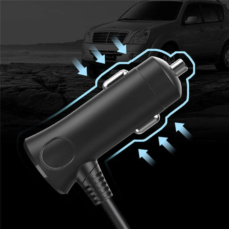 120W 3 USB Ports QC3.0 Car Charger 3 Cigarette Lighter Sockets Digital Display Charging Adapter with Switch - Image 7
