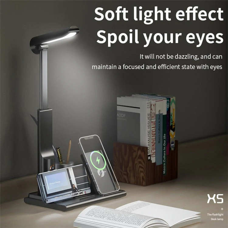 15W Fast Charging Wireless Charger Multifunctional Folding Charging Station with 3-Mode Lamp - Black - Image 5