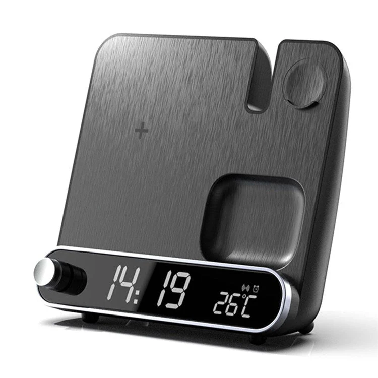 15W Wireless Charger 3 in 1 Multi-function Charging Station Desktop Charging Stand with Alarm Clock Function for iPhone iWatch AirPods - Image 2