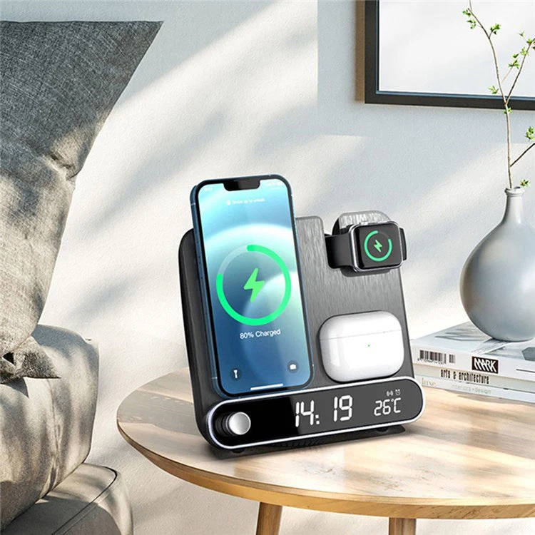 15W Wireless Charger 3 in 1 Multi-function Charging Station Desktop Charging Stand with Alarm Clock Function for iPhone iWatch AirPods - Image 6