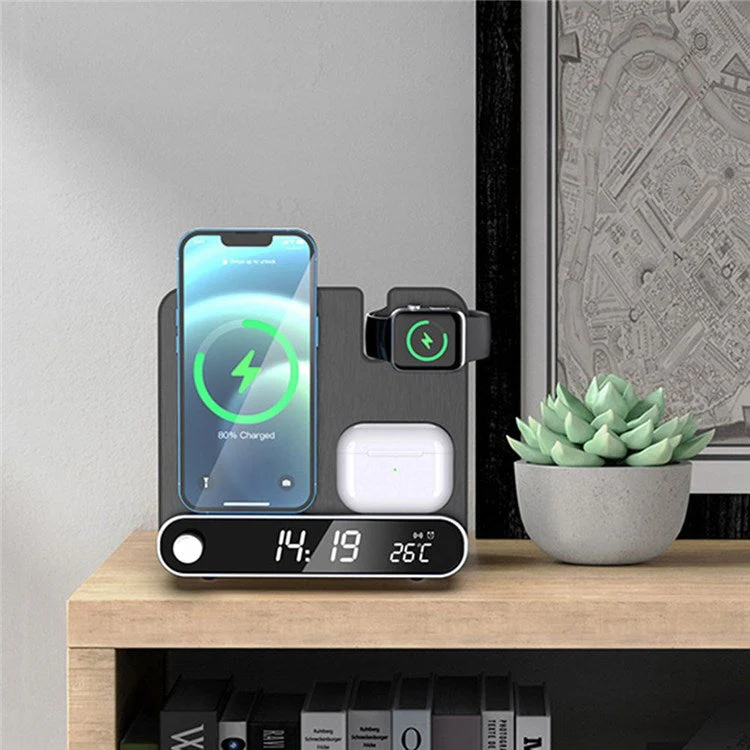 15W Wireless Charger 3 in 1 Multi-function Charging Station Desktop Charging Stand with Alarm Clock Function for iPhone iWatch AirPods - Image 7