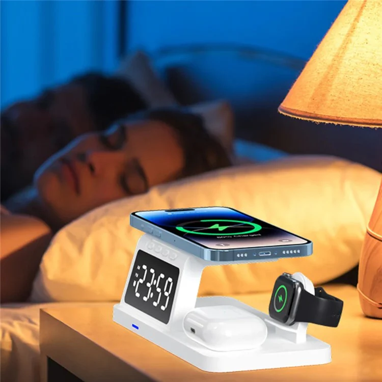 15W Wireless Charger Clock Alarm 4K WiFi Security Camera with Motion Detection - White - Image 6