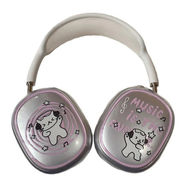 1Pair Protective Case for AirPods Max 2024 (USB-C) / Max Headphone Drop-Resistance TPU Sleeve - Music Cat