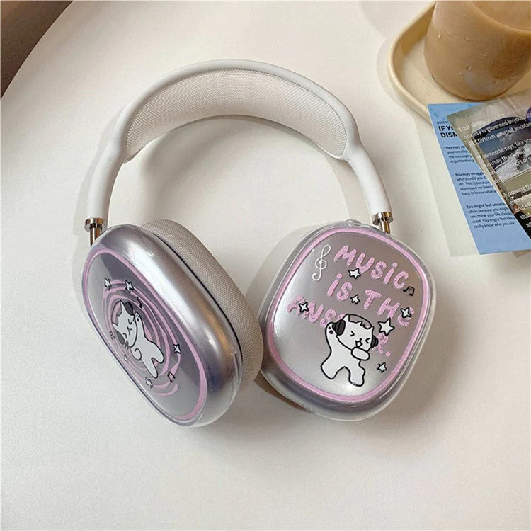 1Pair Protective Case for AirPods Max 2024 (USB-C) / Max Headphone Drop-Resistance TPU Sleeve - Music Cat - Image 3