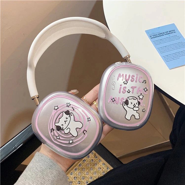 1Pair Protective Case for AirPods Max 2024 (USB-C) / Max Headphone Drop-Resistance TPU Sleeve - Music Cat - Image 7