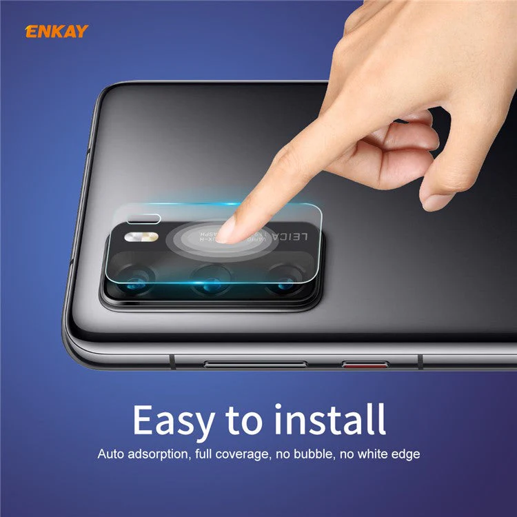 2Pcs ENKAY HAT PRINCE for Huawei P40 [0.2mm 9H 2.15D Arc Edges] Tempered Glass Back Camera Lens Guard Films - Image 5