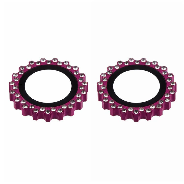 2Pcs / Set For iPhone 16 / 16 Plus Camera Lens Protector Gear Shape Rhinestone Decor Corning Gorilla Glass Lens Film - Rose - Image 3