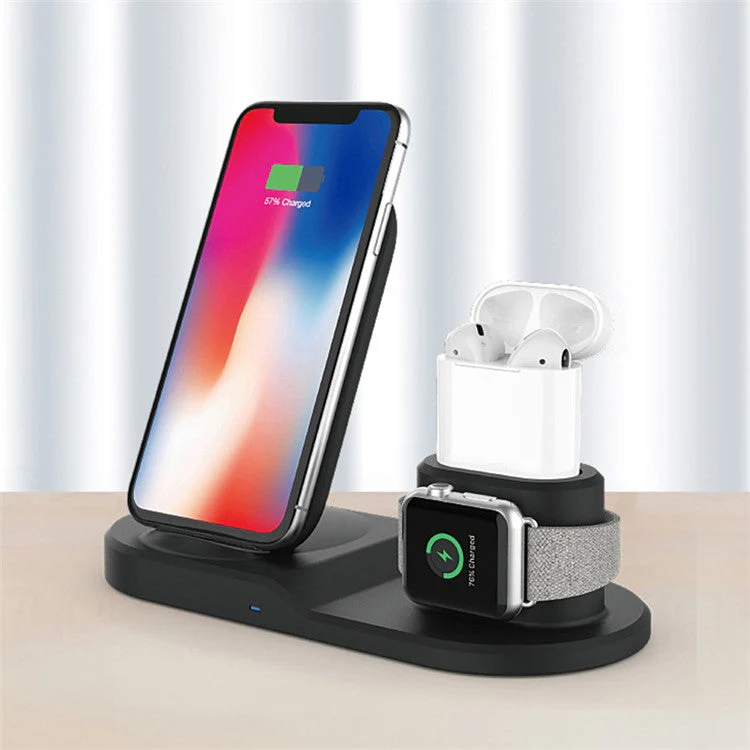 3-in-1 Charging Dock Multi-function Wireless Charger Charging Station - Black - Image 5