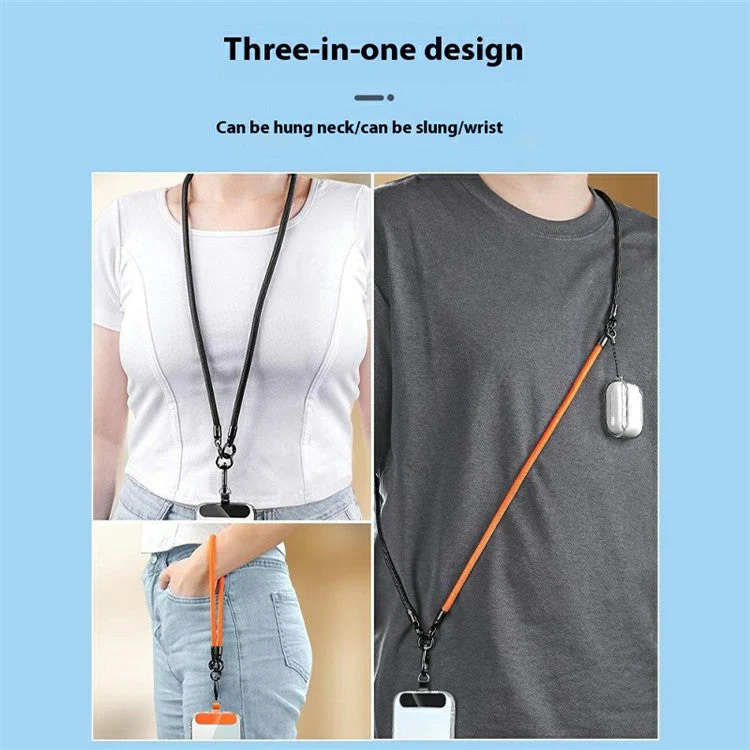3-in-1 Multi-Functional Detachable Phone Lanyard with Tether Tab, Anti-Loss Phone Crossbody Strap - Grey - Image 5
