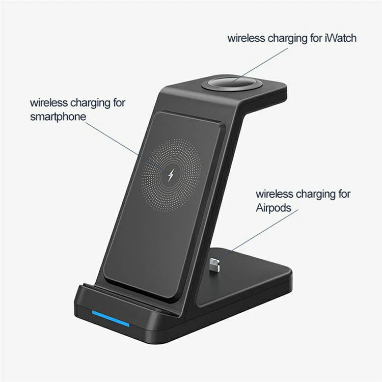 3-in-1 Wireless Charger for AirPods / Mobile Phone / Smart Watch Charging Station - White - Image 7