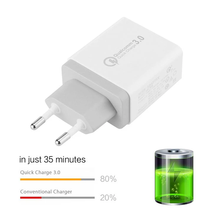 3 Ports Quick Charger QC 3.0 30W USB Charger Travel Adapter for iPhone Samsung Huawei - EU Plug - Image 7