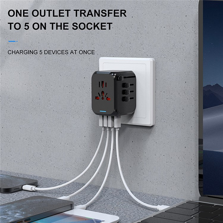 309BT Multi-functional Travel Adapter Smart Wall Charger AC Plug Adaptor with Indicator Light - White - Image 3