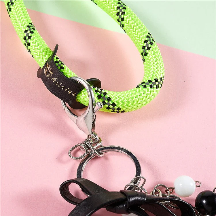 30cm Thickened Lanyard Hand Wrist Strap for Phone, USB Flash Drive, Keychain, ID Name Tag - Fluorescent Green - Image 6