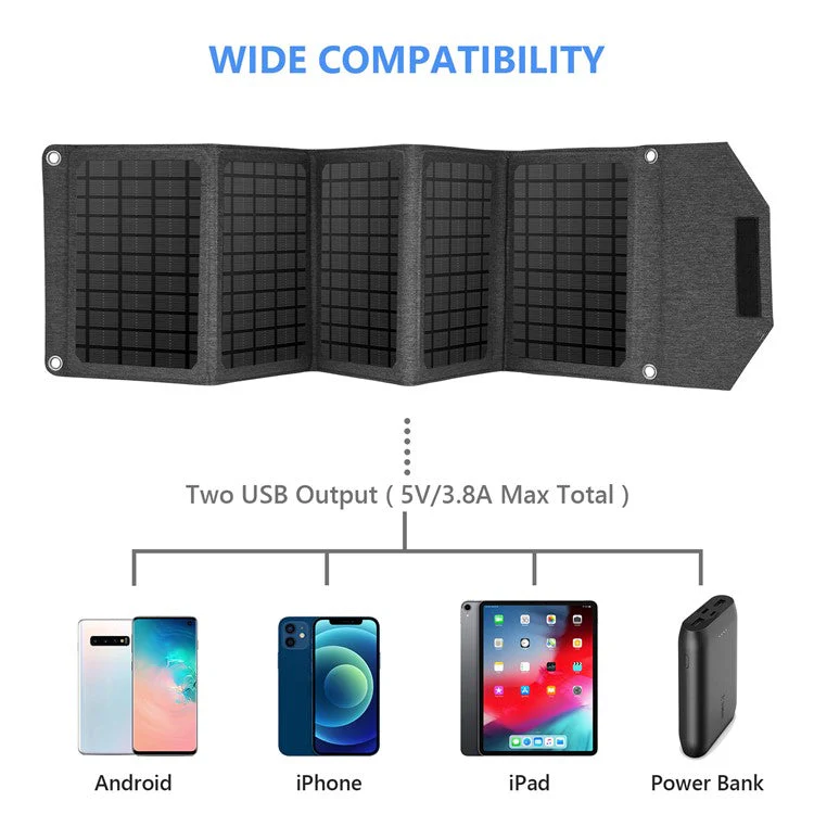 30W Foldable Solar Panel Dual USB 5-Folding Solar Panel Charger for Mobile Phone Camping Hiking - Image 6