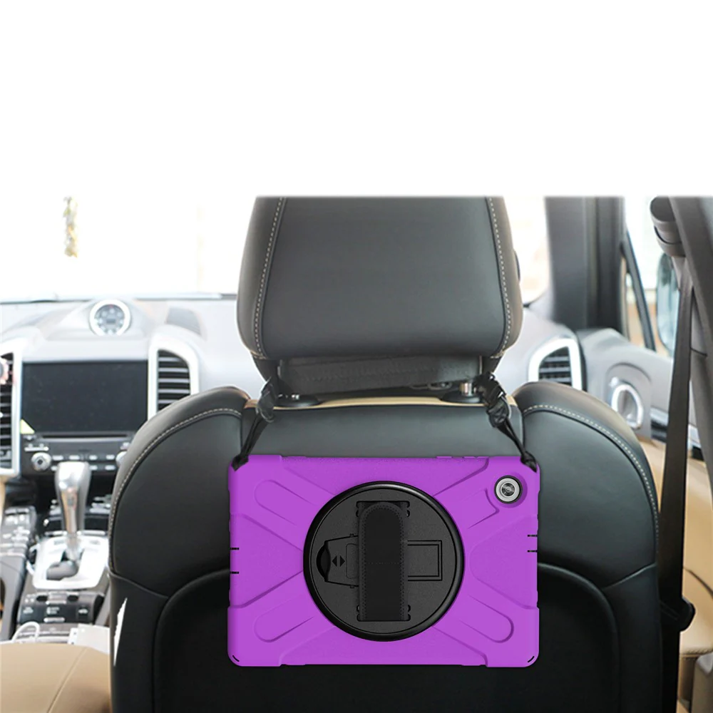 360 Degree Swivel Kickstand Design PC + Silicone Hybrid Tablet Case with Shoulder Strap for Lenovo Tab M10 HD X306X - Purple - Image 3