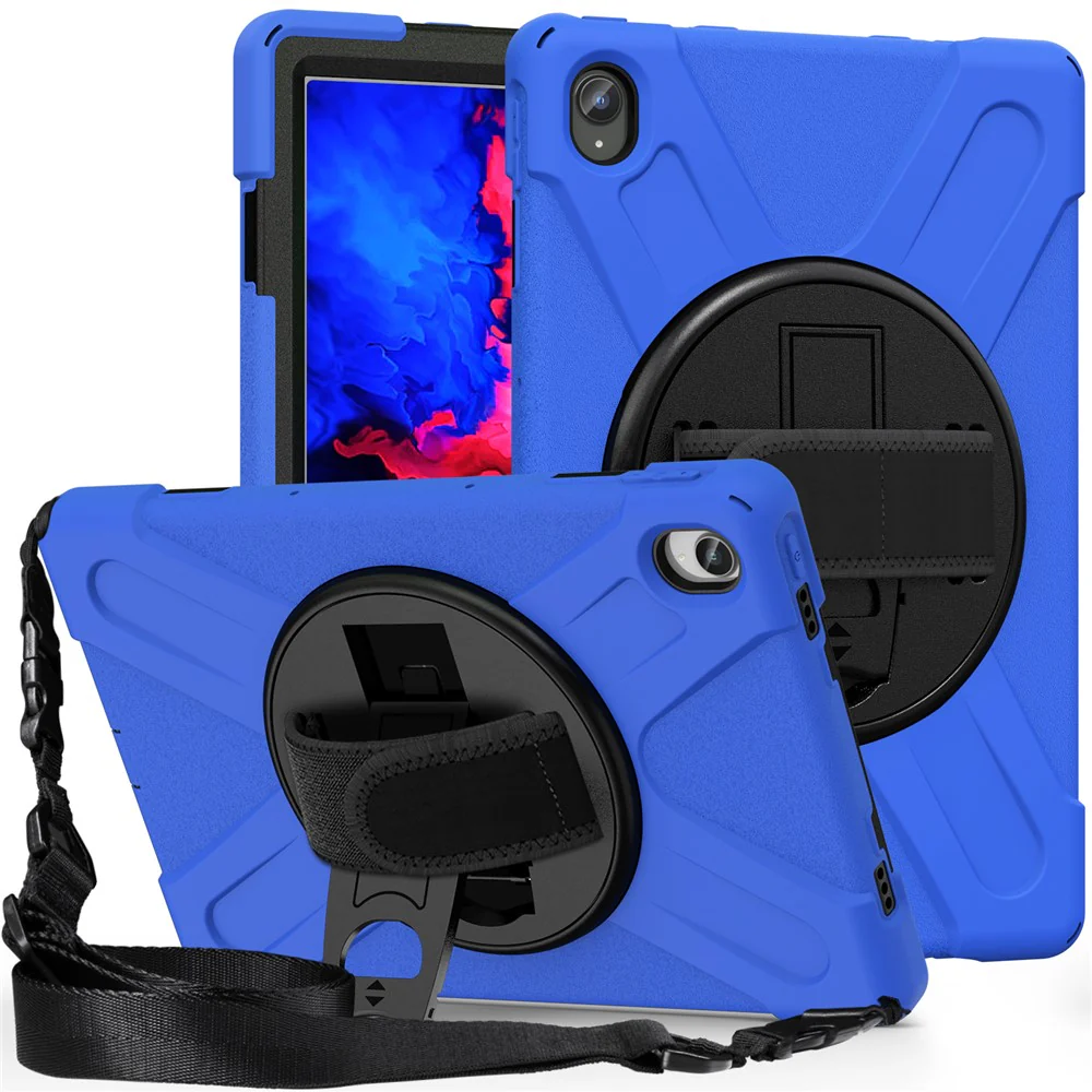360 Degree Swivel Kickstand Design PC + Silicone Hybrid Tablet Case with Shoulder Strap for Lenovo Tab P11 TB-J606F / Tab P11 5G / Tab P11 5G - Blue - Image 7