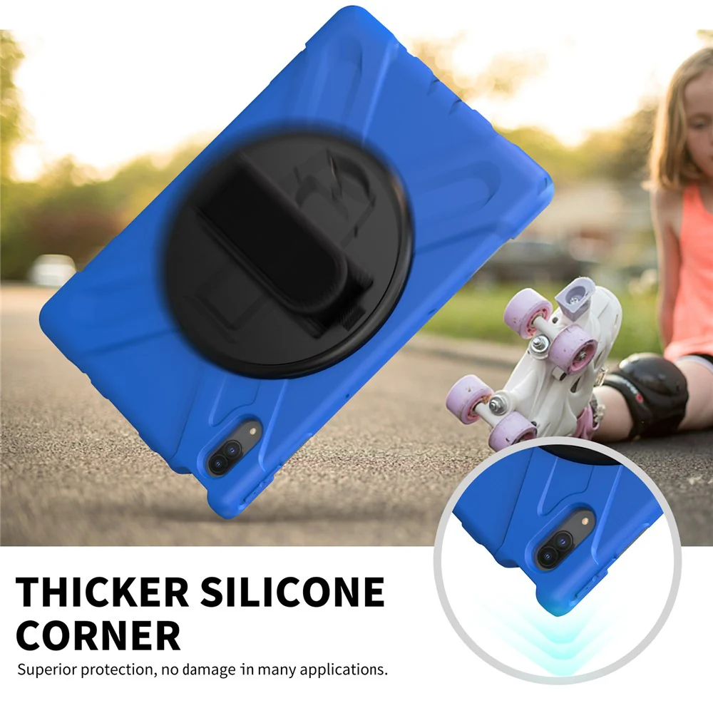 360° Rotary Kickstand Design PC + Silicone Tablet Case Shell for Lenovo Tab P11 Pro TB-J706F - Blue - Image 2