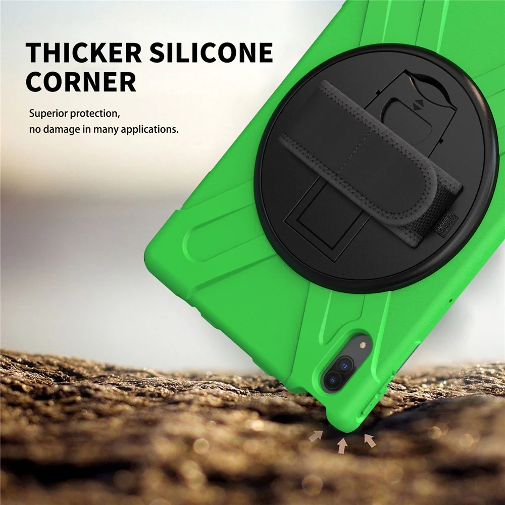360° Rotary Kickstand Design PC + Silicone Tablet Case Shell for Lenovo Tab P11 Pro TB-J706F - Green - Image 2