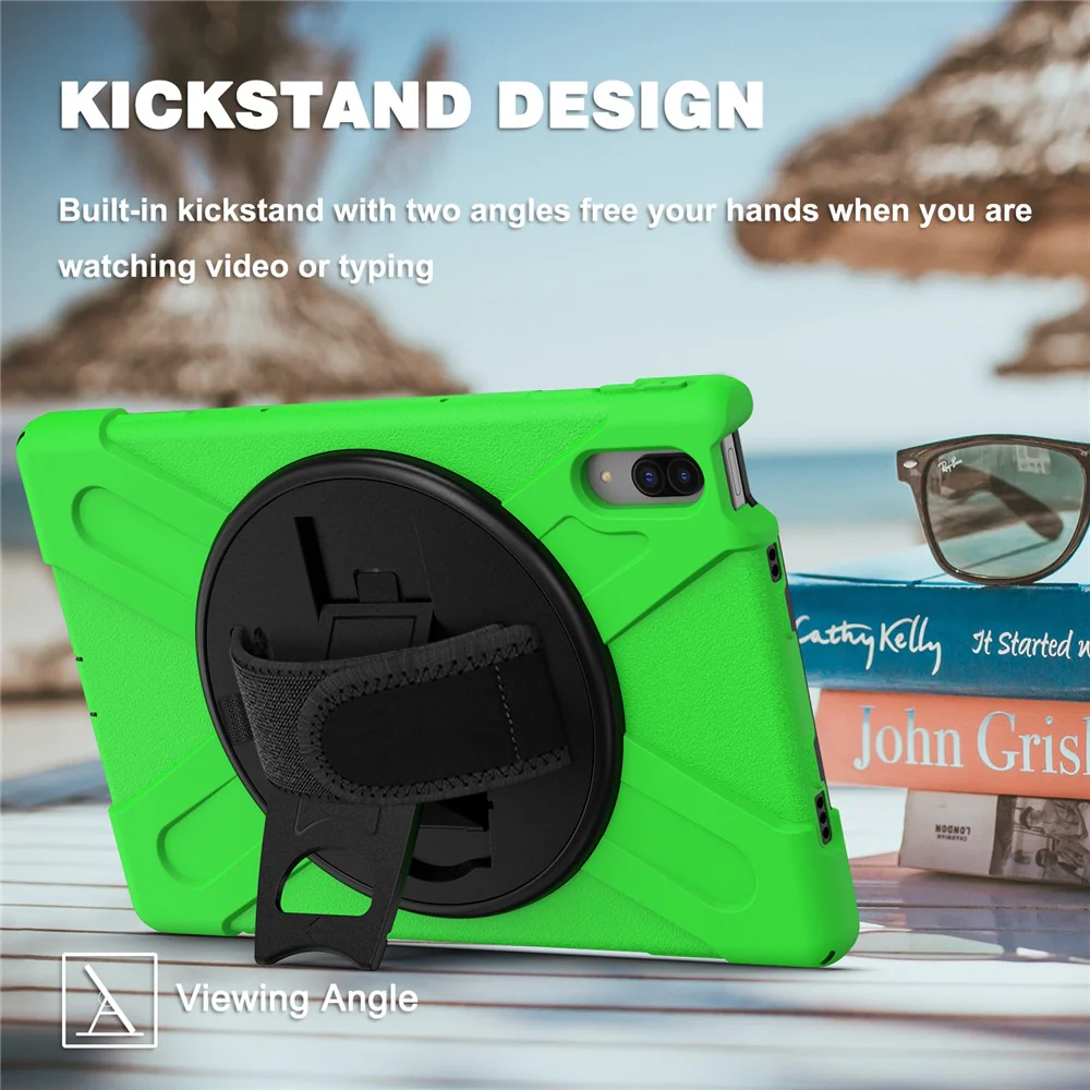 360° Rotary Kickstand Design PC + Silicone Tablet Case Shell for Lenovo Tab P11 Pro TB-J706F - Green - Image 3