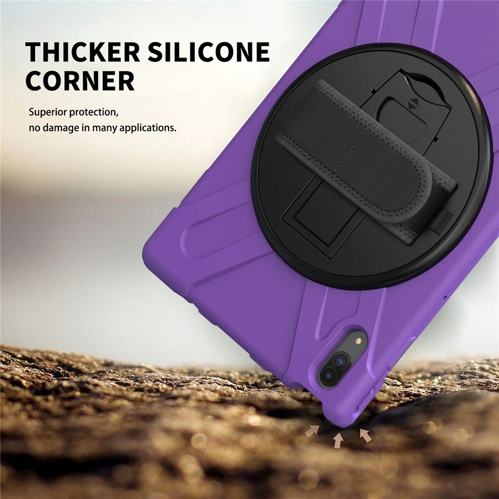 360° Rotary Kickstand Design PC + Silicone Tablet Case Shell for Lenovo Tab P11 Pro TB-J706F - Purple - Image 3