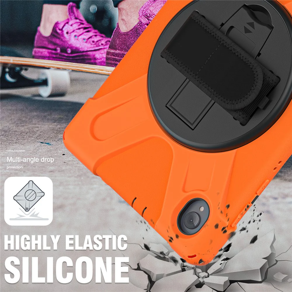 360° Swivel Kickstand PC + Silicone Case for Lenovo Tab M10 Plus (2020) / K10 (2021) TB-X606F / 606X / X6C6F / X6C6X / X6C6NBF - Orange - Image 4