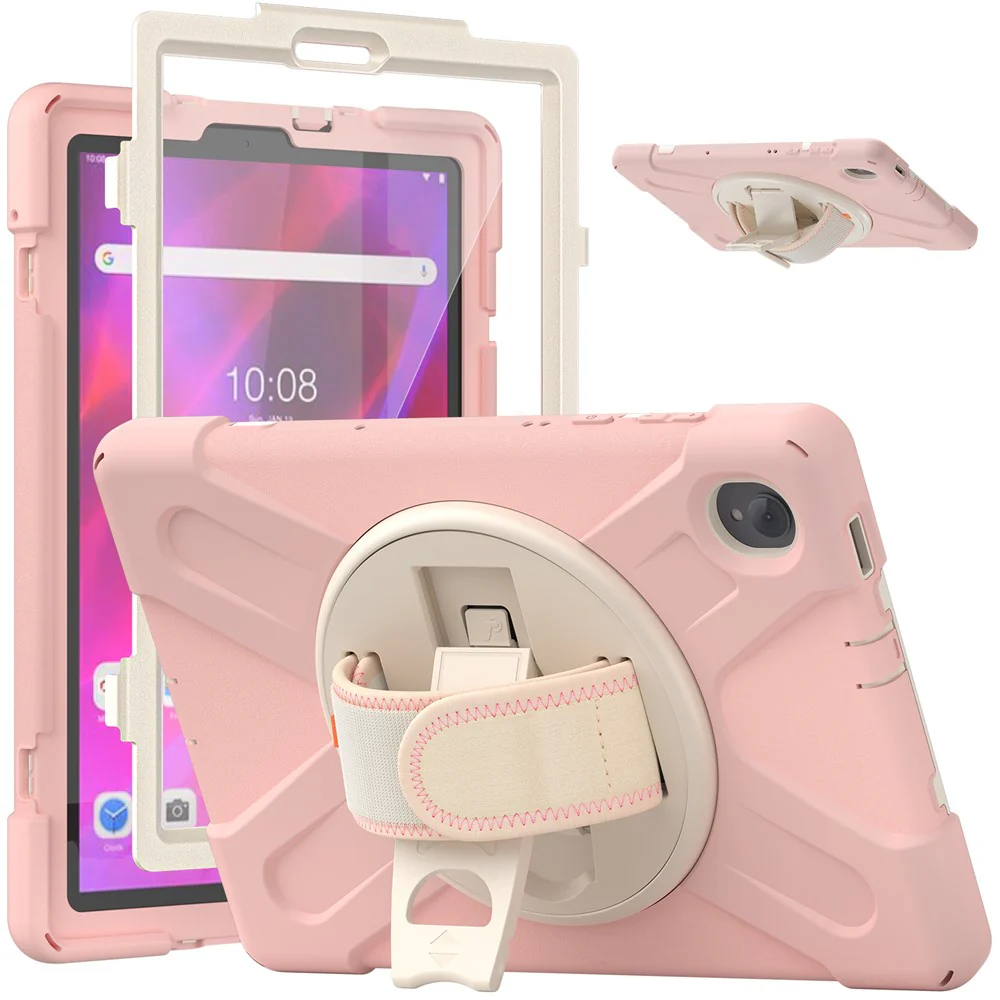 360° Swivel Kickstand PC + Silicone Case for Lenovo Tab M10 Plus (2020) / K10 (2021) TB-X606F / 606X / X6C6F / X6C6X / X6C6NBF - Pink - Image 2