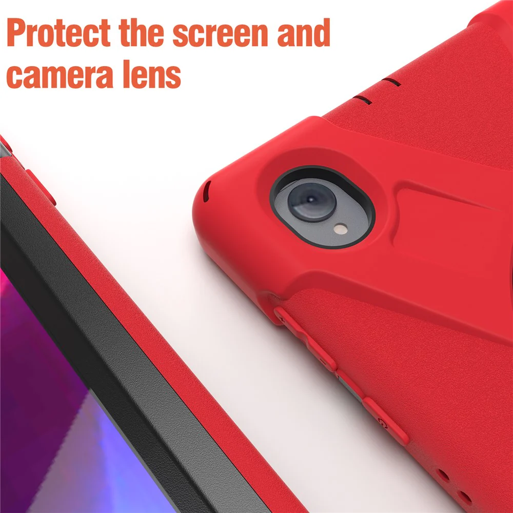 360° Swivel Kickstand PC + Silicone Case for Lenovo Tab M10 Plus (2020) / K10 (2021) TB-X606F / 606X / X6C6F / X6C6X / X6C6NBF - Red - Image 6