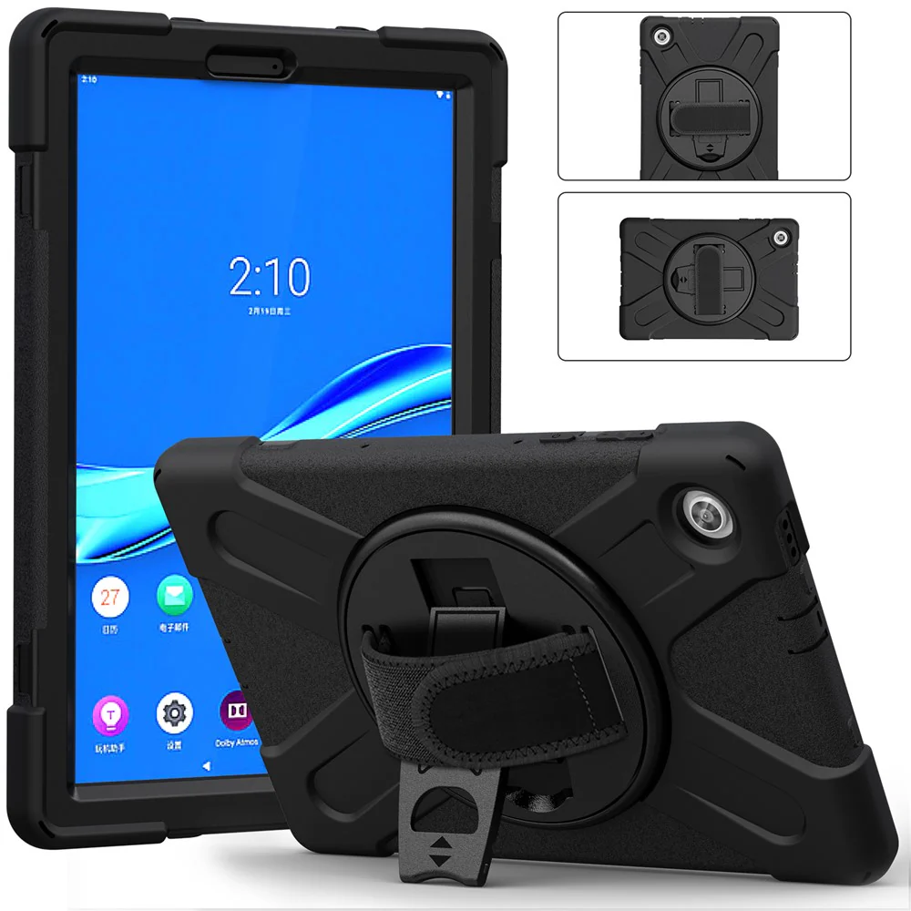 360° Swivel Kickstand  PC + Silicone Tablet Case Shell for Lenovo M10 X306X - Black - Image 8
