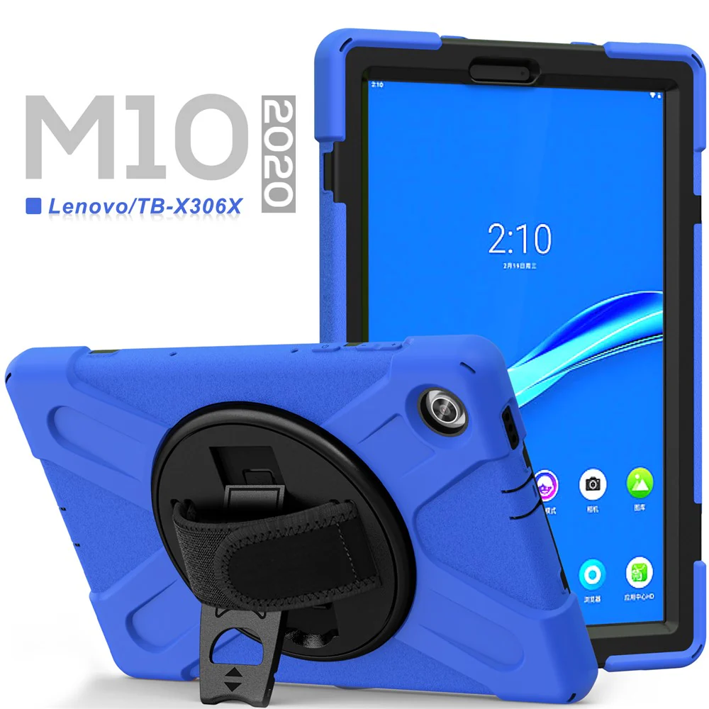 360° Swivel Kickstand  PC + Silicone Tablet Case Shell for Lenovo M10 X306X - Blue - Image 6