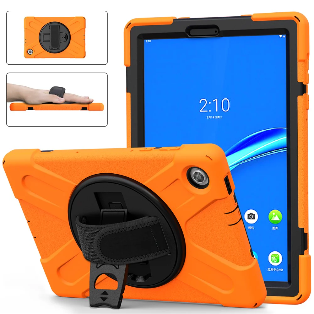 360° Swivel Kickstand  PC + Silicone Tablet Case Shell for Lenovo M10 X306X - Orange - Image 3