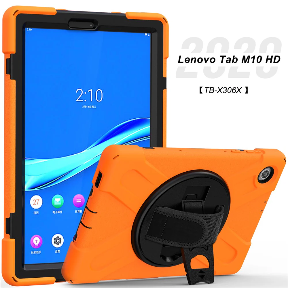 360° Swivel Kickstand  PC + Silicone Tablet Case Shell for Lenovo M10 X306X - Orange - Image 5